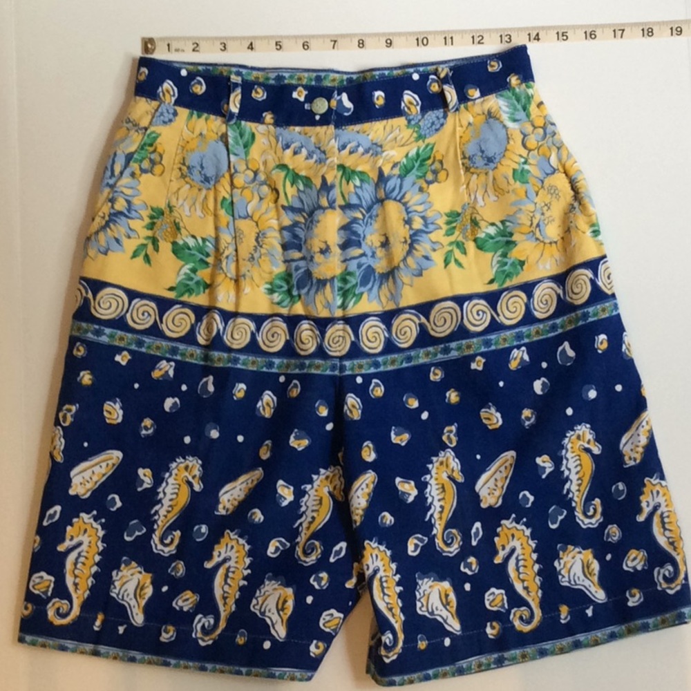 MARISA CLASSICS Shorts High Waisted Womens Seahorse Sunflowers Size 12